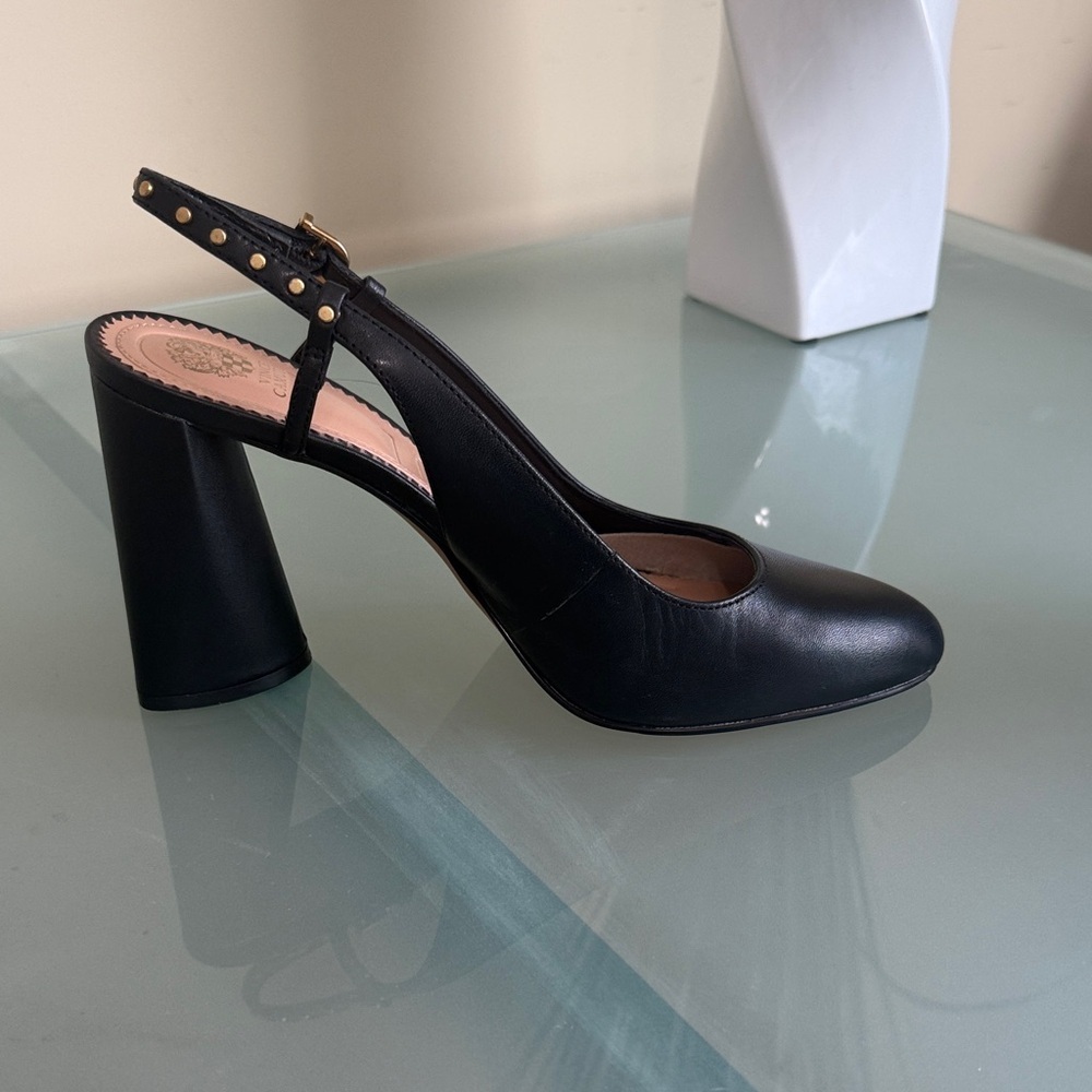 NEW Vince Camuto Shoes Vince Camuto Black Leather Slingback Heels Size 8.5 NWOT - Picture 5 of 15